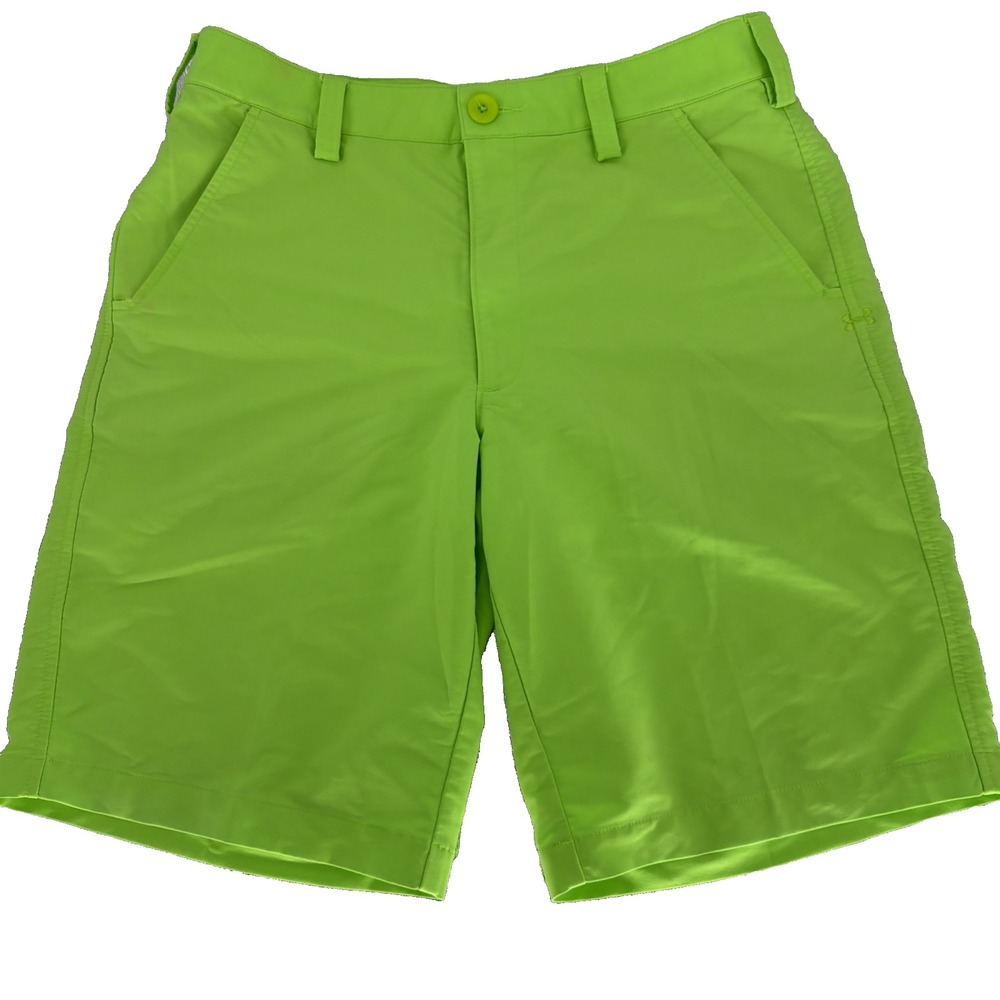 Under Armour Golf Shorts Mens size 32 Green Neon Performance UA Men's Heat Gear